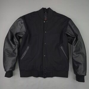Battlestar Classic Varsity Jacket Mens 2XL Black Wool Leather Quilted Blank
